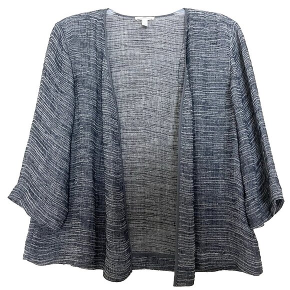 Eileen Fisher Strata Woven Linen Gauze Open Front Kimono Jacket Medium Casual - Picture 2 of 12